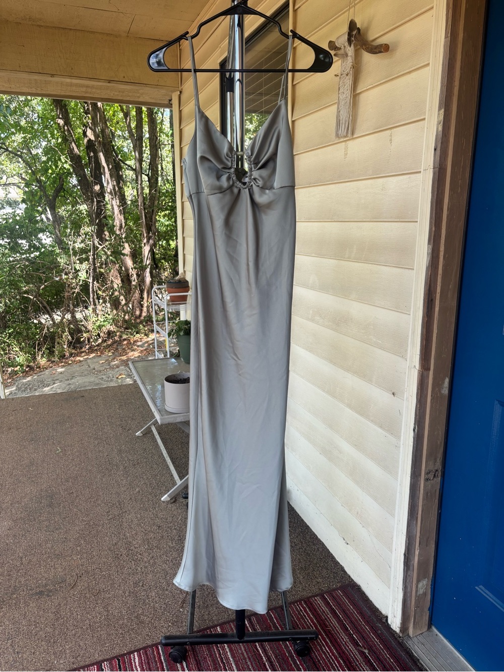 Hello Molly sage Slip Dress with beaded front v Neck